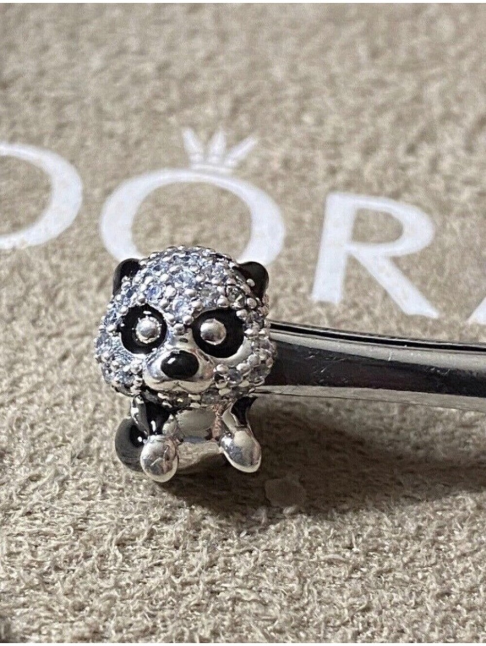 Genuine Pandora Silver Sparkling Cute Panda Charm 790771C01